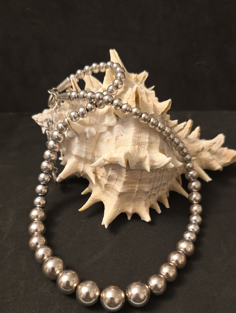 Silver Tone Beaded Necklace and By Lizou Graduated Beads